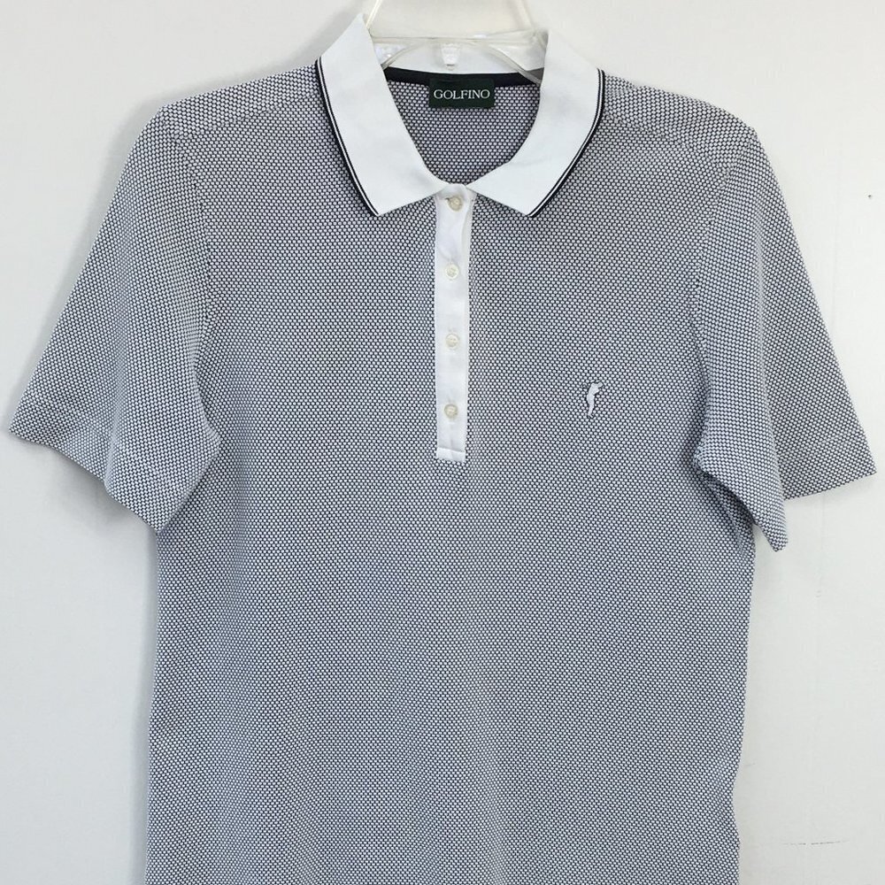 Golfino Women's Bubble Jacquard Short Sleeve Quarter Button Polo Size L